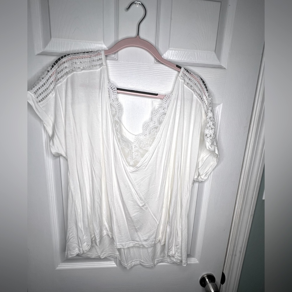 SHEIN white lace embellished top